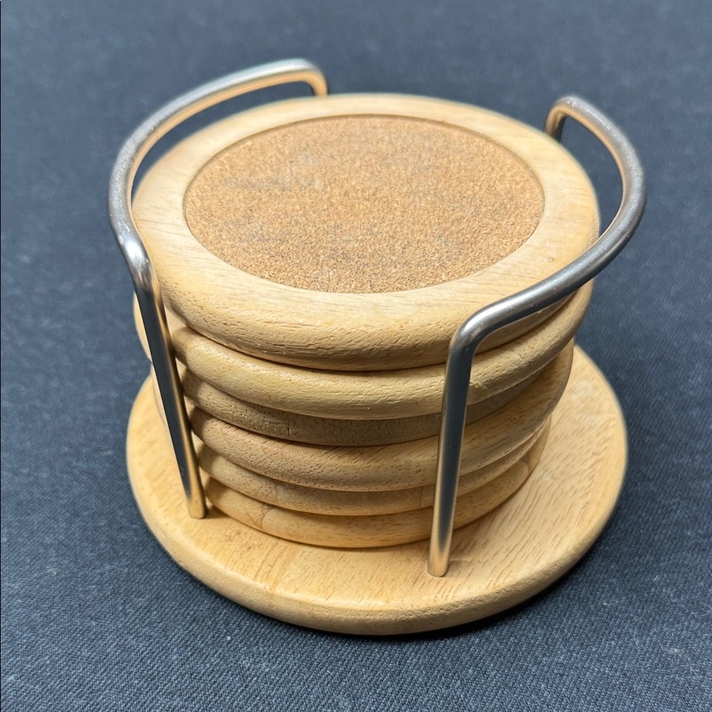 Wooden Coaster Set with Holder